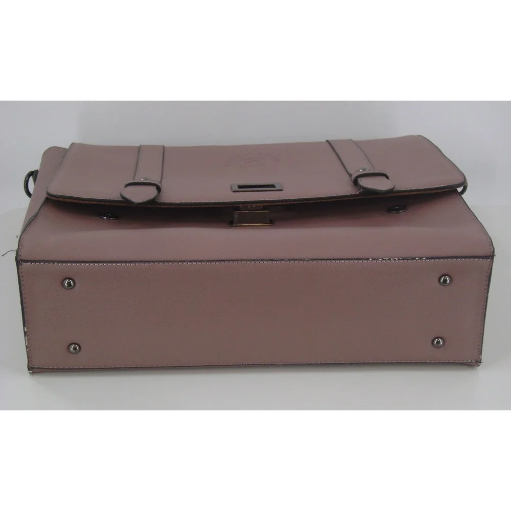 EASEGAVE Mauve Pink Faux Leather Laptop Bag Briefcase Satchel Professional